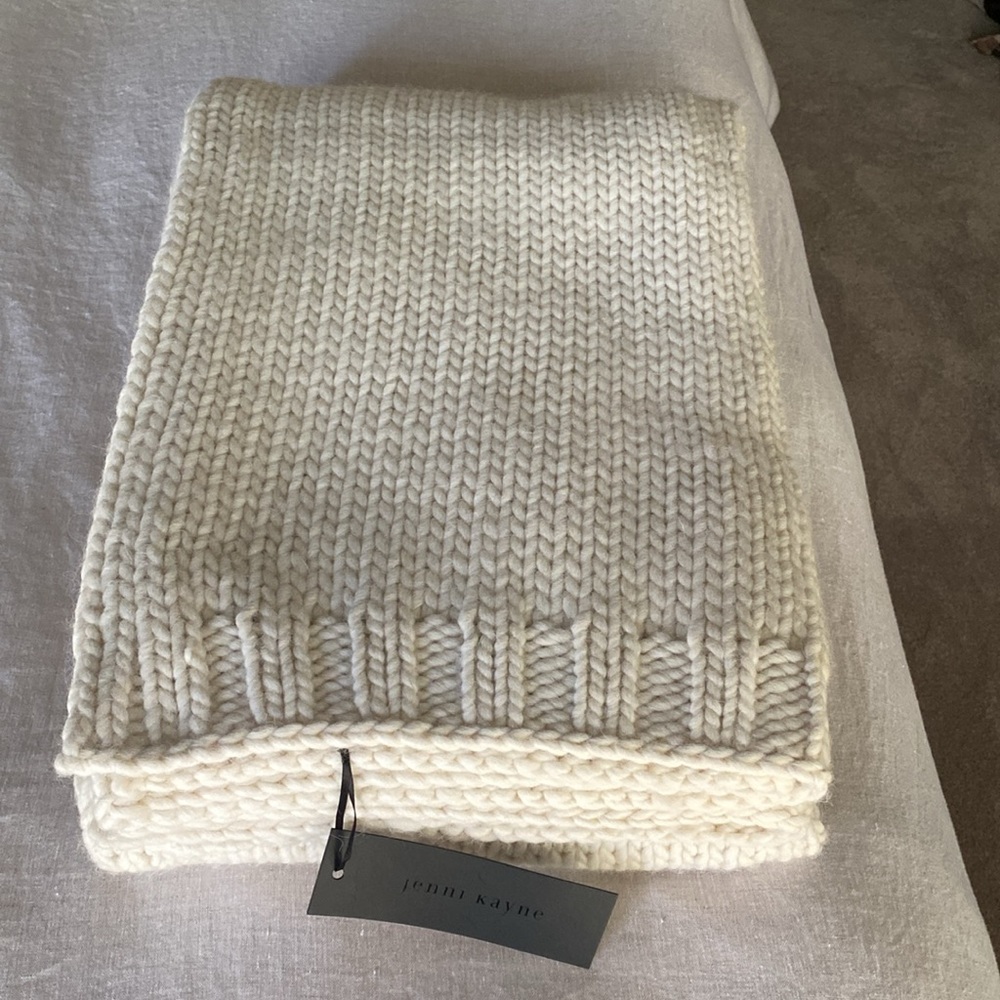Brand New Jenni Kayne Alpaca Wool Ivory Farmhouse Blanket